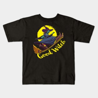 Good Witch  Design for a Witch riding a broom Kids T-Shirt